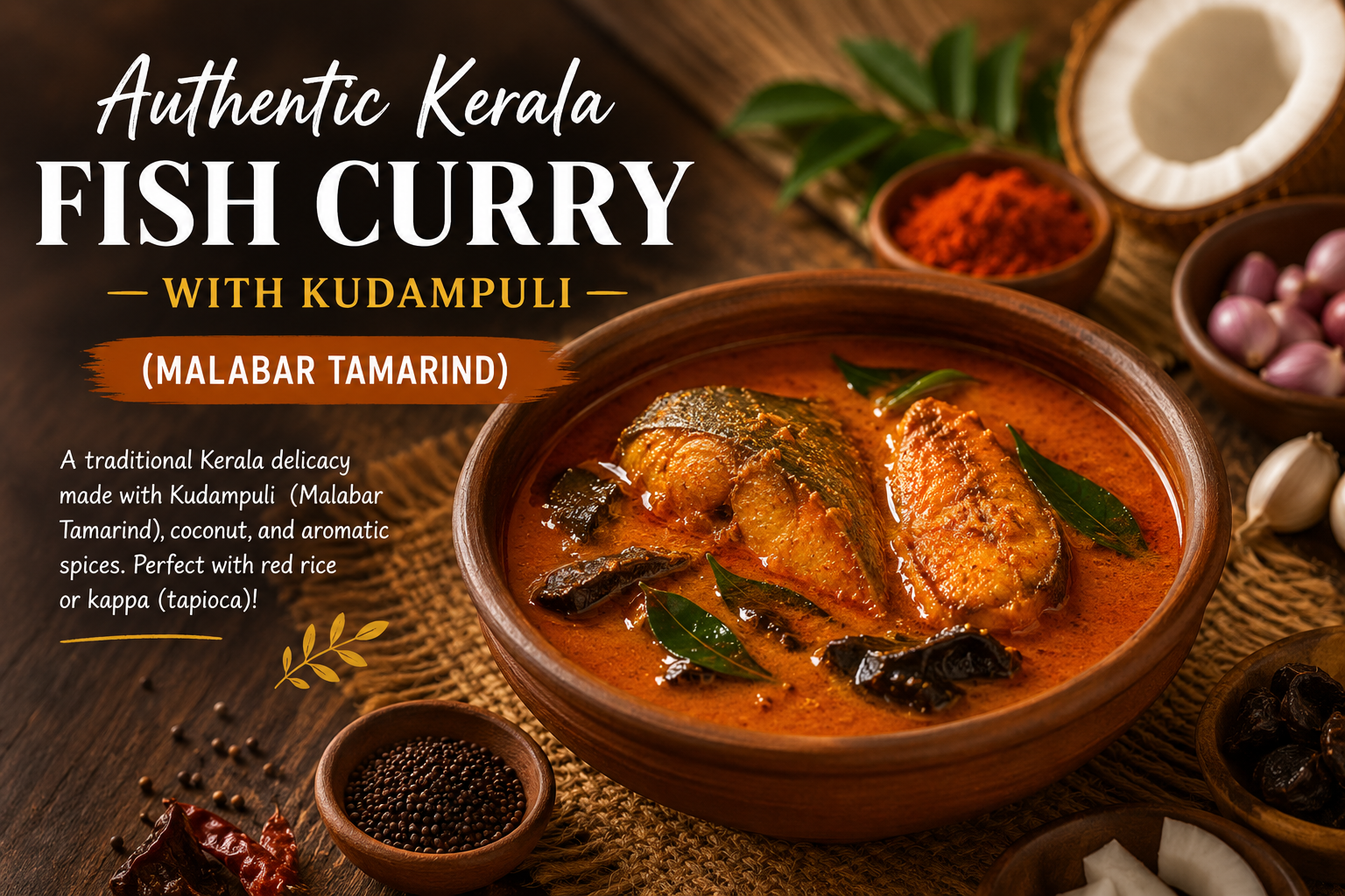 Authentic Kerala Fish Curry with Kudampuli (Malabar Tamarind)